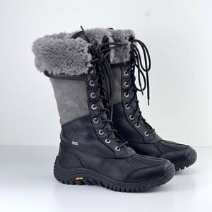 Ugg Australia Adirondack Tall Black and Gray Women’s Boots, Size 6